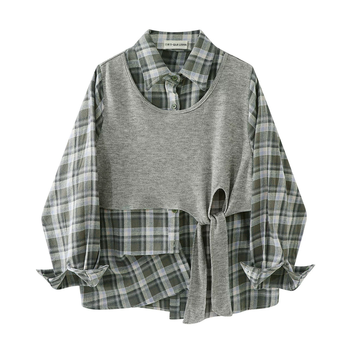 Cholisa Faux İki Hissəli Trikotaj Jilet Uzun Qollu - Qadın Payızı 2025 - Tək Geyinmək Üçün Unikal və Super Gözəl Köynək