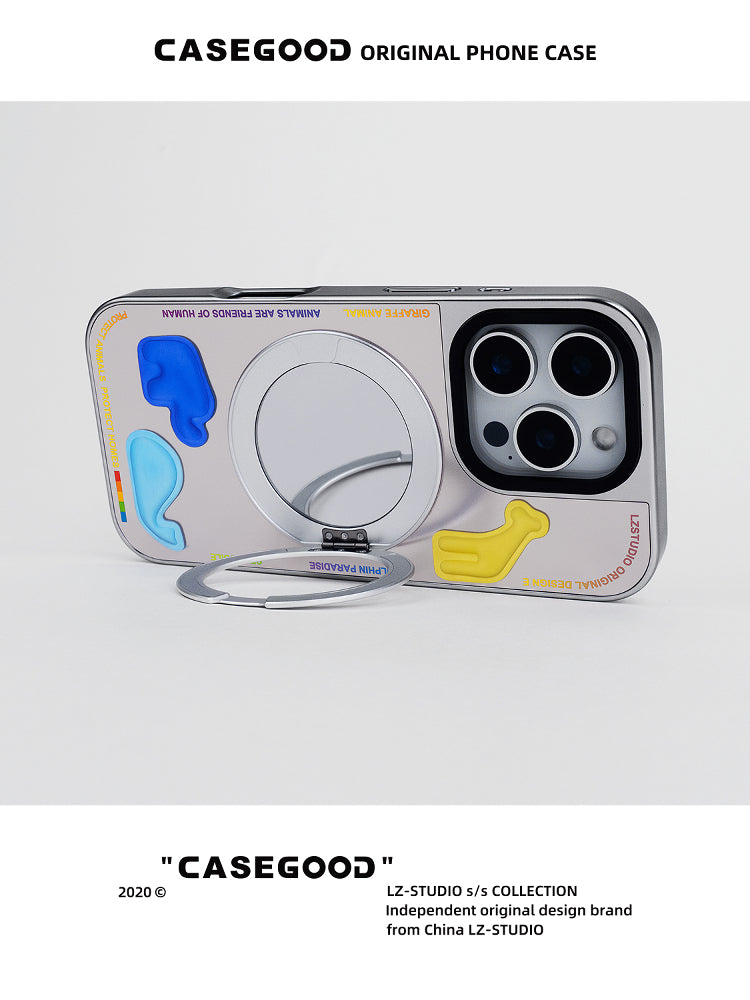 CASEGOOD orijinal niş yüksək səviyyəli gümüş güzgü maqnit dayaq nöqtəsi cib telefonu qutusu 17 yeni Apple 16promax iPhone15pro qoruyucu qutu üçün uyğundur 14 daxili fırlanan mötərizə 13