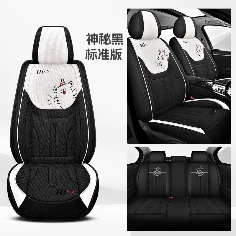 Avtomobil oturacağı yastıqları, qış kətan oturacaq üzləri, bütün mövsümlər üçün, tam örtüklü pambıq və kətan parça oturacaq yastıqları, cizgi filmi mövzulu oturacaq üzləri.