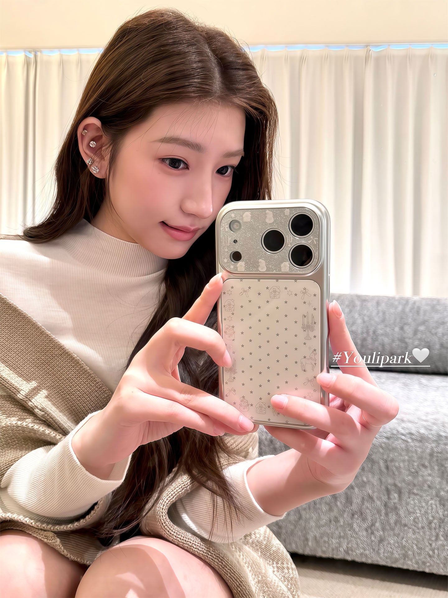 Yuri Park ins Koreya qış parıldayan ulduz xətləri qar adamı maral 17 17pro Apple 17ProMax mobil telefon qutusu iPhone16 hər şey daxil 14 yeni 16Promax qoruyucu örtük
