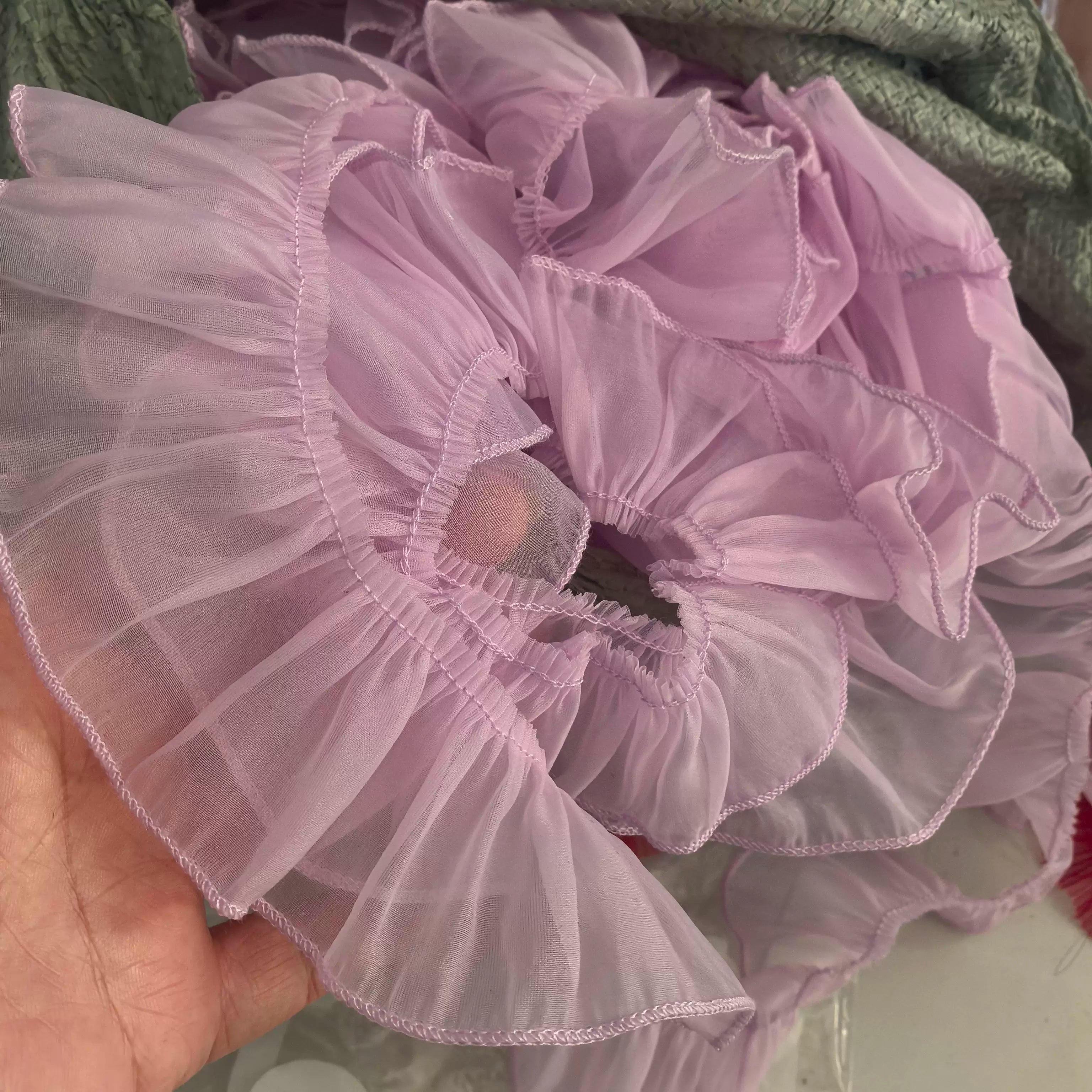 3CM konfet rəngli super yumşaq iplik yığılmış sıx qırışlar krujeva aksesuarları makaron rəngli sıx ətək yubka