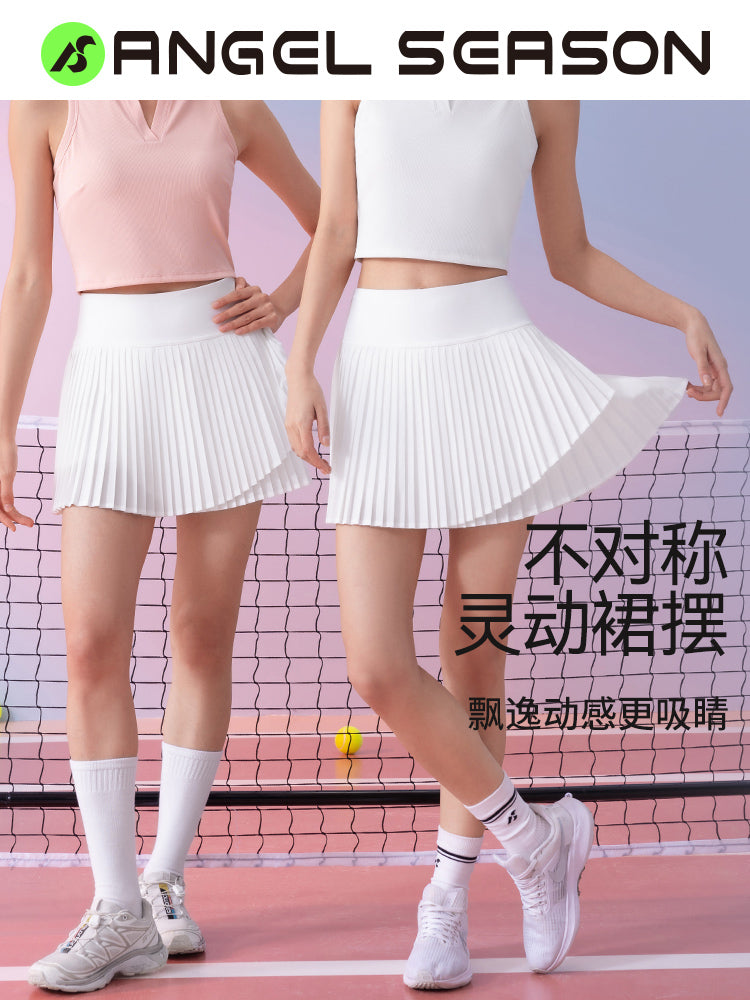 Mələk Sezon Orqan Qatlı Tennis Ətəyi Qadın 2026 Yeni Badminton Geyimi İdman Kostyum Ağ Etek