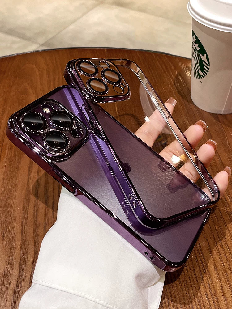 Iphone16promax mobil telefon üçün uyğundur 17Pro şəffaf ultra nazik 15 hər şey daxil anti-düşmə Apple 14PM silikon yumşaq qabıq qoruyucu örtük 13por qadın modeli lensli film toz keçirməyən şəbəkə sadə 12