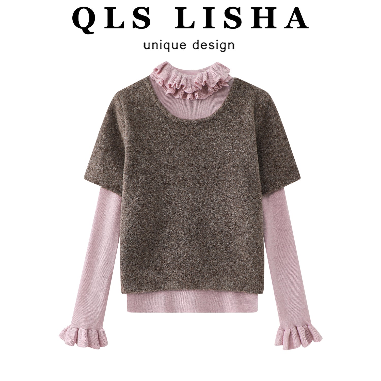 Cholisa sviter dəsti, qadın yaz və payız üçün tam daxili trikotaj üst geyim, Koreya şık iki hissəli dəst
