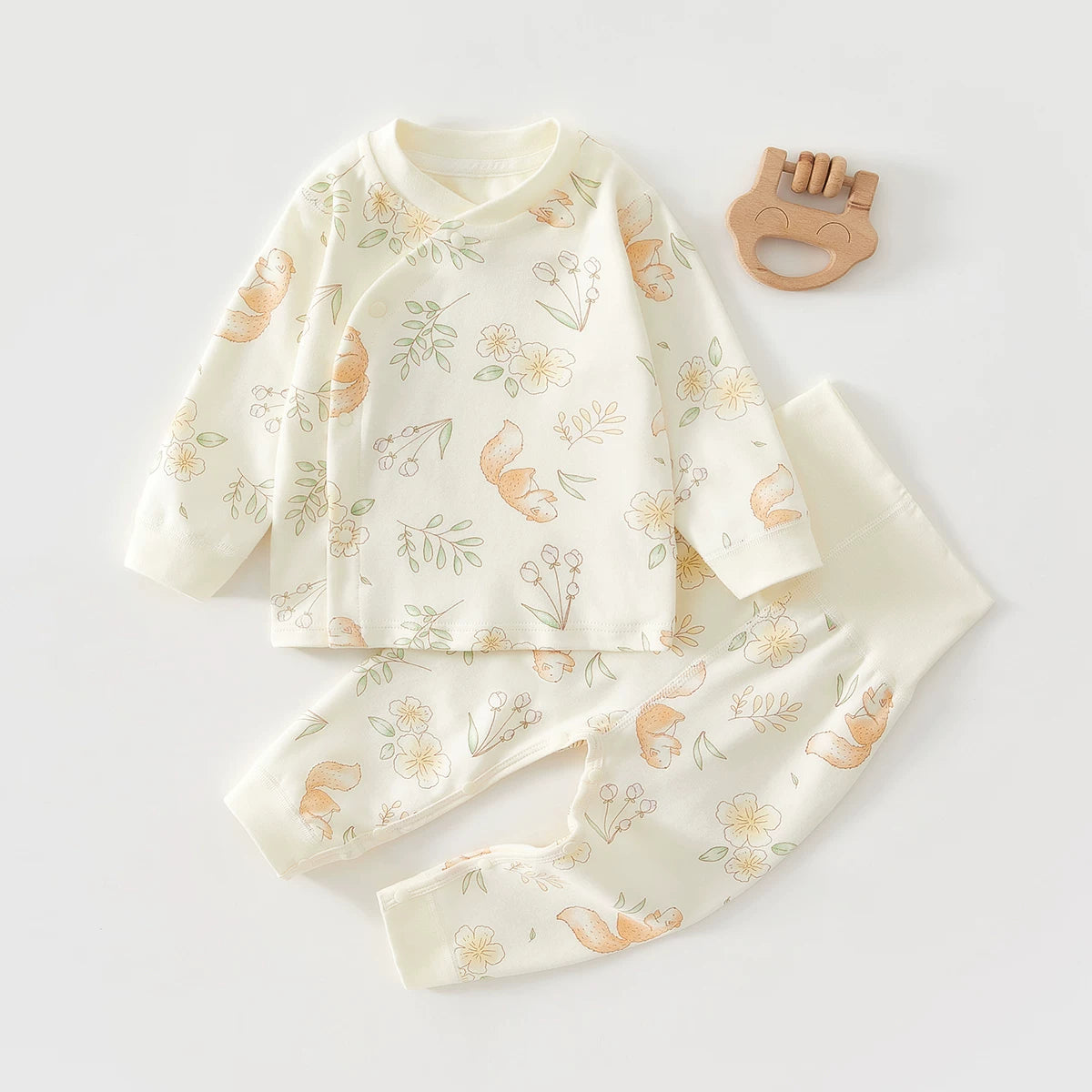 Körpə və yeniyetmələr üçün erkən payız geyimləri, oğlan və qızlar üçün A sinif təmiz pambıqdan yüksək belli pijamalar dəsti