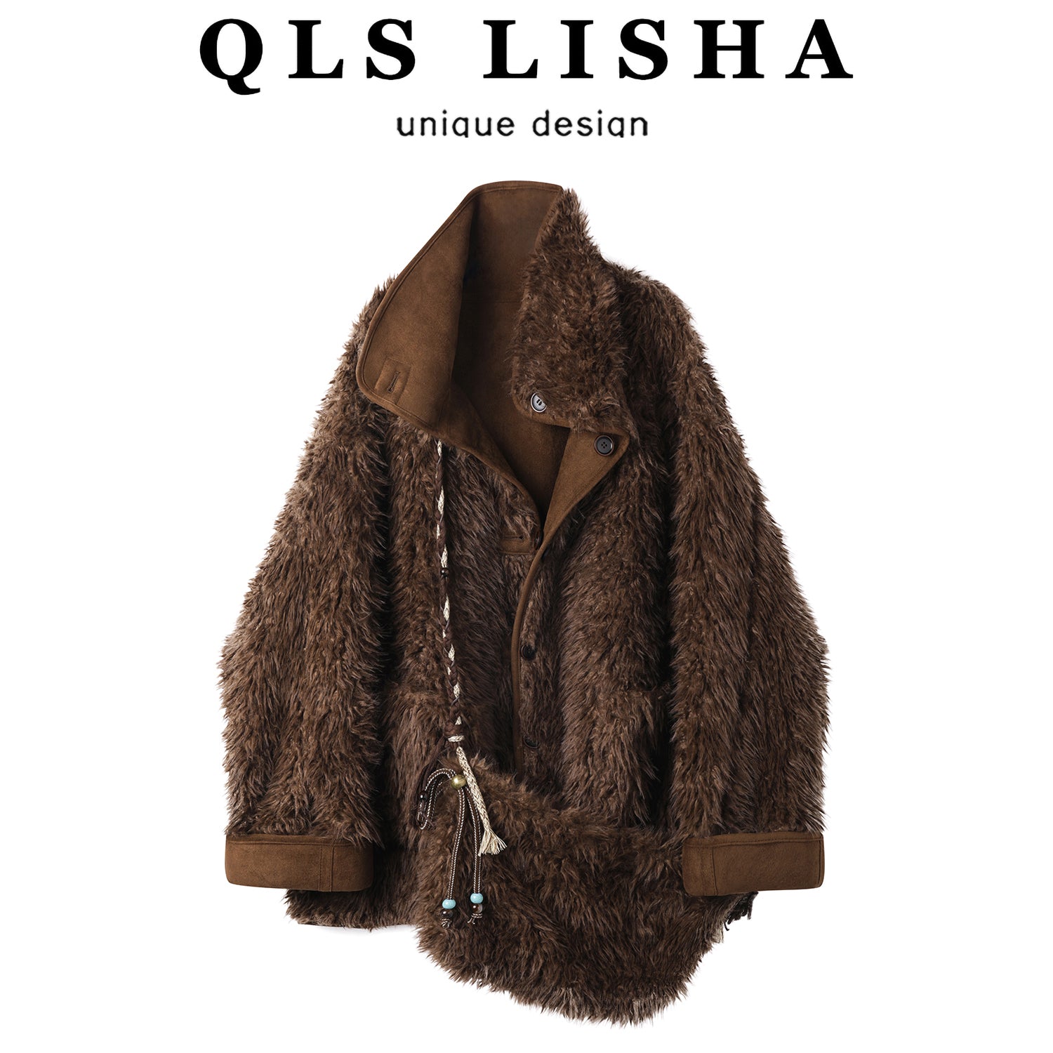 Cholisa Qadınlar üçün Geri Dönən Zamşa Xəz Motosiklet Gödəkçəsi, Payız və Qış Qalınlaşdırılmış Peluş və Heyrətamiz Gözəl Palto