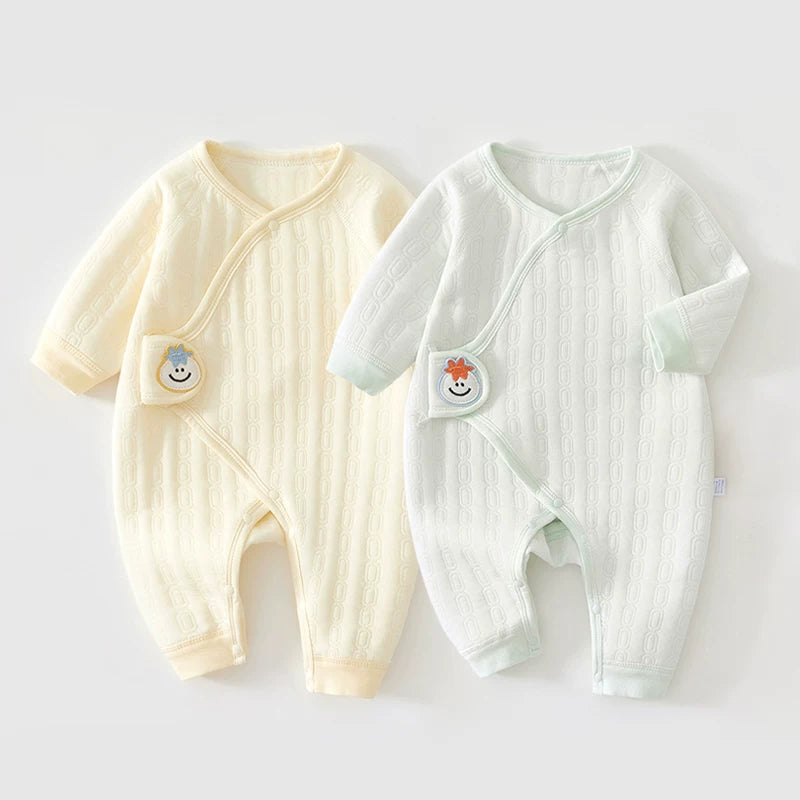 2 hissəli yeni doğulmuş körpə geyimləri dəsti, payız və qış bodiləri, təmiz pambıqdan isti və qalınlaşdırılmış körpə pijamaları, qış kombinezonları