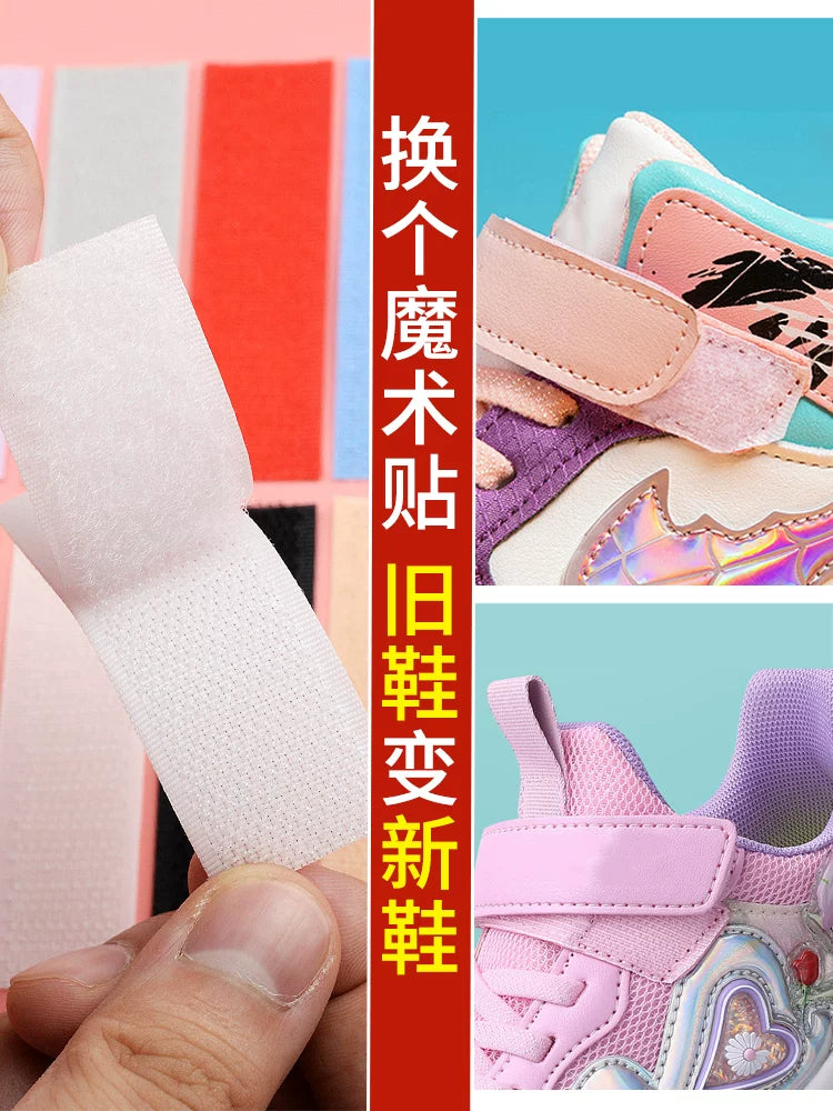 Ayaqqabı Velcro bərkidiciləri güclü qayınana yapışan zolaqlar öz-özünə yapışan lent burr stikerləri uşaq ayaqqabısı yapışdırıcı tokalar dəyişdirmə pastası