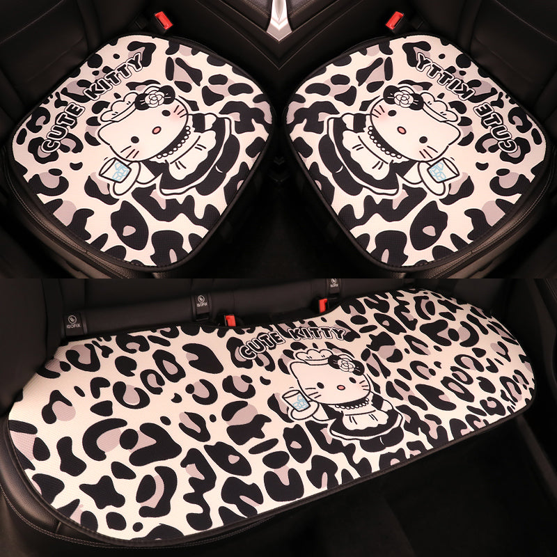 Cizgi filmi Hello Kitty avtomobil oturacağı yastığı, bütün fəsillər üçün uyğundur, qadınlar üçün şirin oturacaq örtüyü, yay havalandırması, SUV oturacaqları üçün soyutma döşəyi