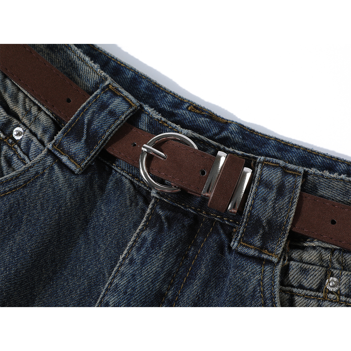 Chorissa Retro İsti Qız Yüksək Bel Geniş Ayaqlı Cins Şalvar Qadınlar üçün 2025 Payız Yeni Stil Dizaynı Çox yönlü boş şalvar