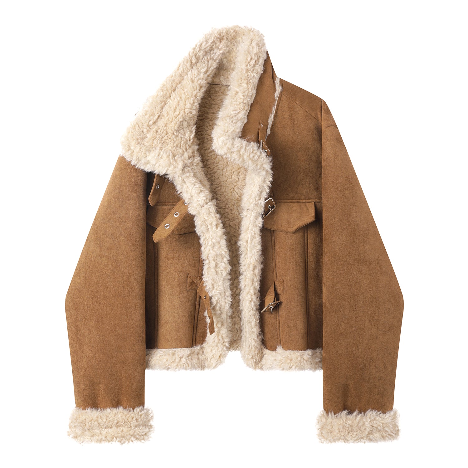 Chorlisa Qadınlar üçün Yüksək Keyfiyyətli Qırxma Paltosu, Çoxfunksiyalı Dizayn, Retro Stil, Qalın Quzu Yunlu Qısa Gödəkçə, Qış