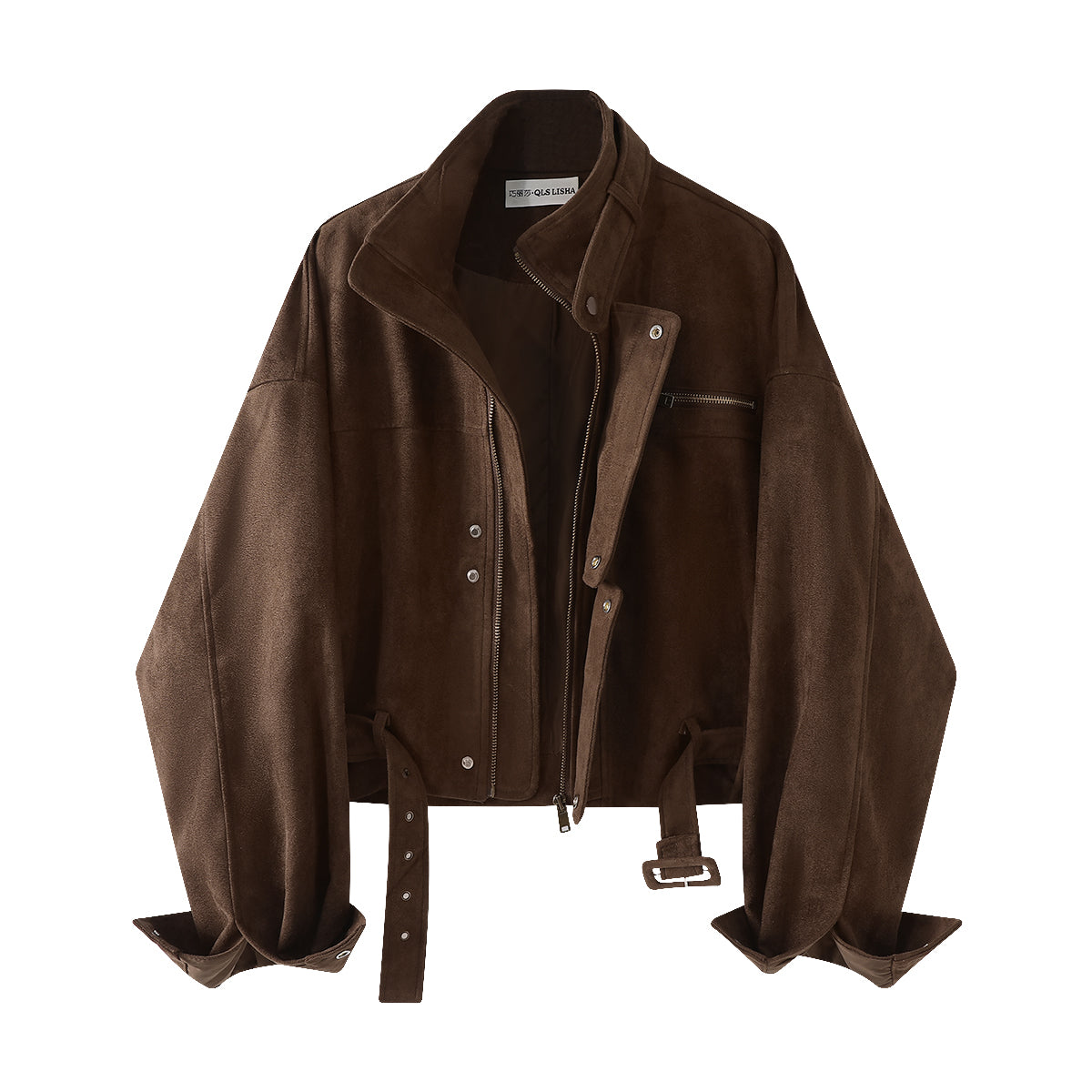 Cholisa Qəhvəyi Zamşa Gödəkçə, 2026 Yaz/Payız/Qış, Yüksək Səviyyəli Koreya Üslublu Üst Geyim, Qadınlar üçün Qısa İş Geyimi Topu