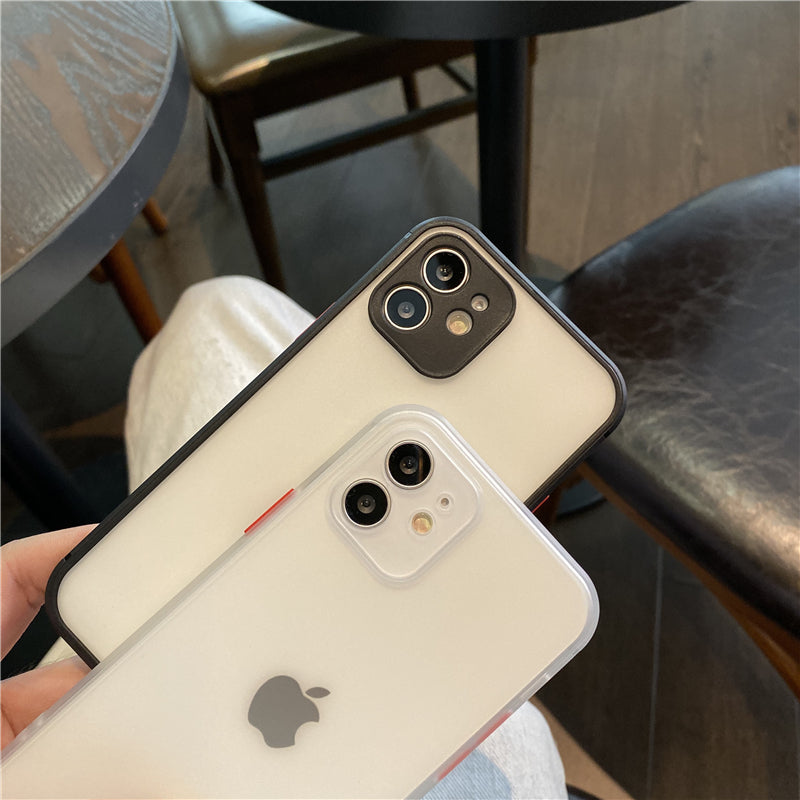 Apple 12 üçün uyğun sadə qara və ağ mobil telefon qutusu düz kənar iphone11 qoruyucu örtük 16promax cüt 15pro şəffaf 13 ziddiyyətli rəng 14 hər şey daxil olmaqla kənar XR mobil telefon qutusu 8plus