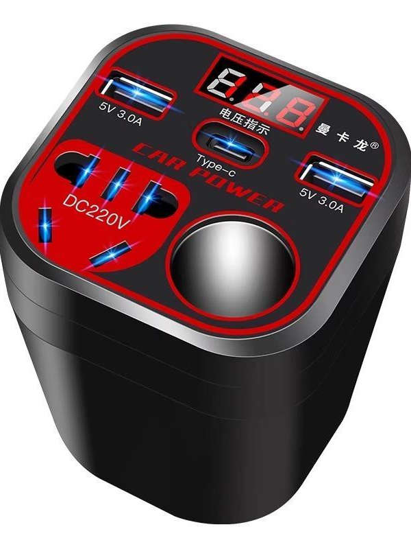 Car inverter 12V/24V universal to 220V car power converter, truck multi-purpose mobile phone charging socket