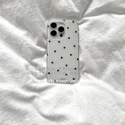 SHERRY*in qara nöqtəli minimalist ağ fon, Apple 17ProMax mobil telefon qutusu iPhone16Pro niş 15 qız ürəyi 14 sadə xasiyyət təzə 13 yüksək səviyyəli hiss üçün uyğundur
