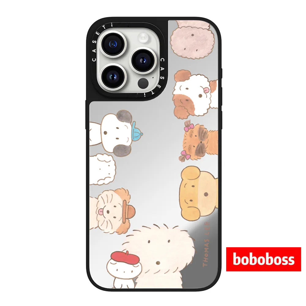 Orijinal zavod korpusu! iPhone 17/16/15/14/Plus/Pro/Max üçün MagSafe "Puppy Wakes You Up" qoruyucu korpusu, zərbəyə davamlı, maqnit, güzgülü telefon korpusu qadınlar üçün.