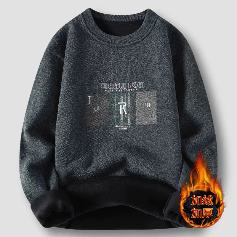 Kişilər üçün bir hissəli yun sviter, yeni payız və qış modası, isti şenil yun astarlı alt paltarı, kişilər üçün dairəvi yaxalı trikotaj geyim.