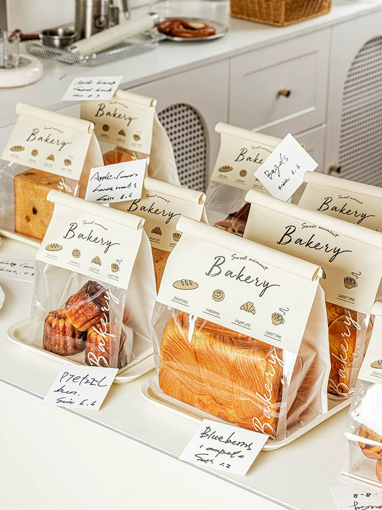 Tost çörəyi qablaşdırma çantası bişmiş mochi peçenyesi özünü möhürləyən qida çantası qablaşdırma kağız çantası 450 q kraft kağız çantası