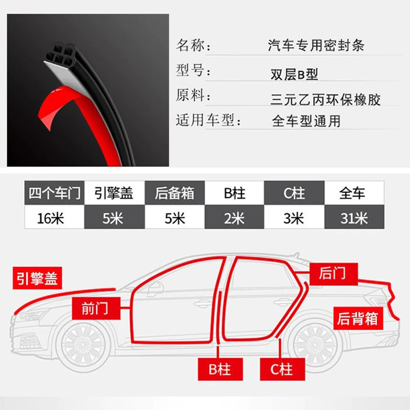 Suitable for Jetta VA3 VA7 VS5 VS7 VS8 car sealing strips, door frames and full vehicle soundproofing strips for noise reduction.