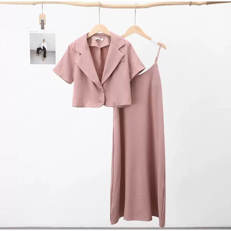 Ofis Qadın Geyimləri 2024 Qısa Qollu Blazerlər İncə Qollu