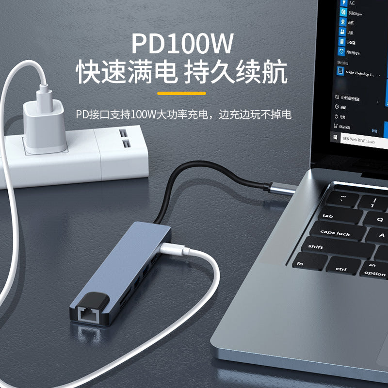 Type-c alüminium ərintisi dok stansiyası 3.0USB splitter 100M şəbəkə port hub HUB kompüter genişləndirilməsi dok