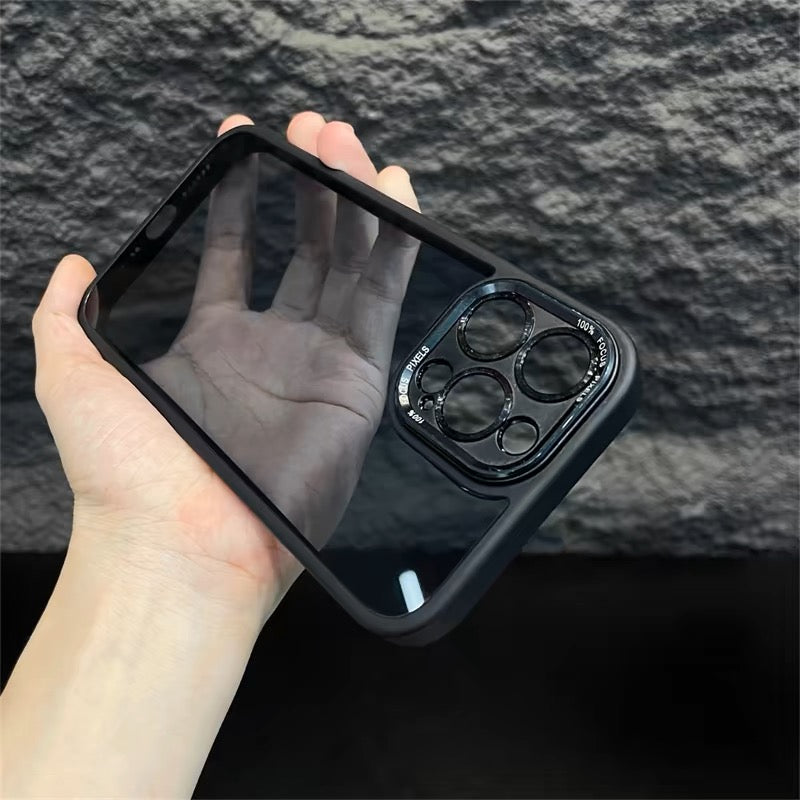 Chuangba minimalist yüksək səviyyəli mənada Apple 15pro mobil telefon qutusu iphone15promax yeni 16Pro lens hər şey daxil 14Pro12 şəffaf 16 qabıq 15 silikon 13 yer 14 düşməyə qarşı p