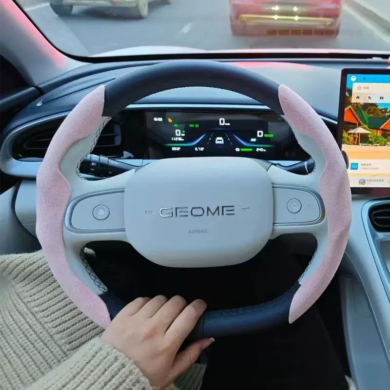 Winter car steering wheel cover, soft, high quality, non-slip, warm, mink fleece, short soft, semi-closed steering wheel cover