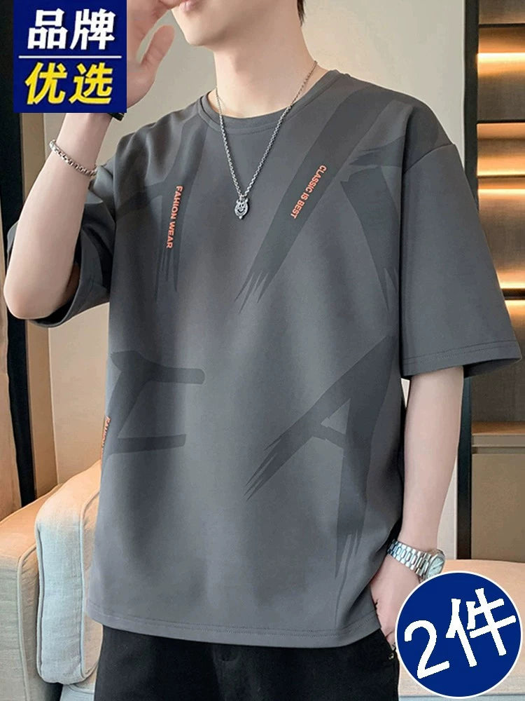 Brend seçimi Təsadüfi Qısaqol T-Shirt Kişi Trendy Yay 2026 Yeni Böyük Ölçülü Gündəlik Yarımqol Boş Top