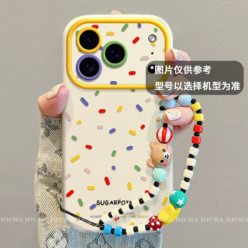 iphone17 mobil telefon qutusu üçün uyğundur, hər şey daxil olmaqla yeni ip16promax silikon yıxılmağa qarşı kəmər lanyard Apple 15por yüksək moda qadın 14plus qoruyucu örtük sevimli rəngli nöqtələr kiçik heyvanlar