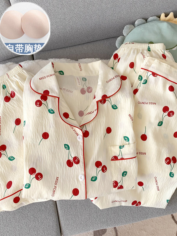 Döş yastıqları ilə pambıq doka pijama, qadın qısaqol şalvar, yay üç parçalı dəst, şirin bala hırka, ev geyimi, yay