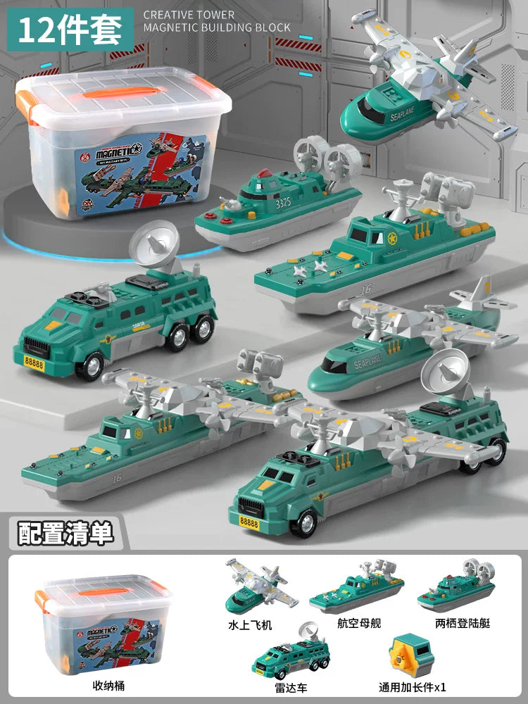 Maqnit tikinti blokları, uşaq oyuncaqları, təhsil, transformasiya, montaj, mühəndislik vasitəsi, robot, 6 yaşlı uşaqlar üçün Milad hədiyyəsi.