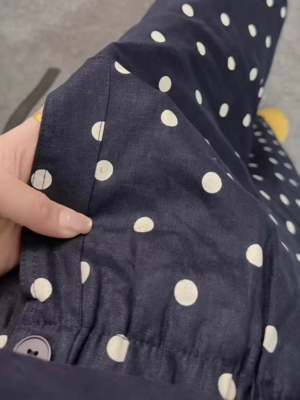 Qadınlar üçün böyük ölçülü nöqtəli elastik bel şalvarları, yeni yay üslubunda, arıqladıcı, boş, dəbli, qısa enli şalvarlar