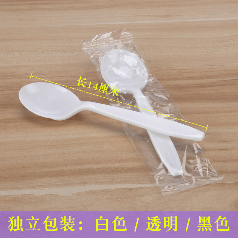 Qatılaşdırılmış birdəfəlik qaşıq, plastik şorba qaşığı, sıyıq qaşığı, desert qaşığı, fərdi qablaşdırılan ağ dəyirmi baş qaşıq, 100 ədəd