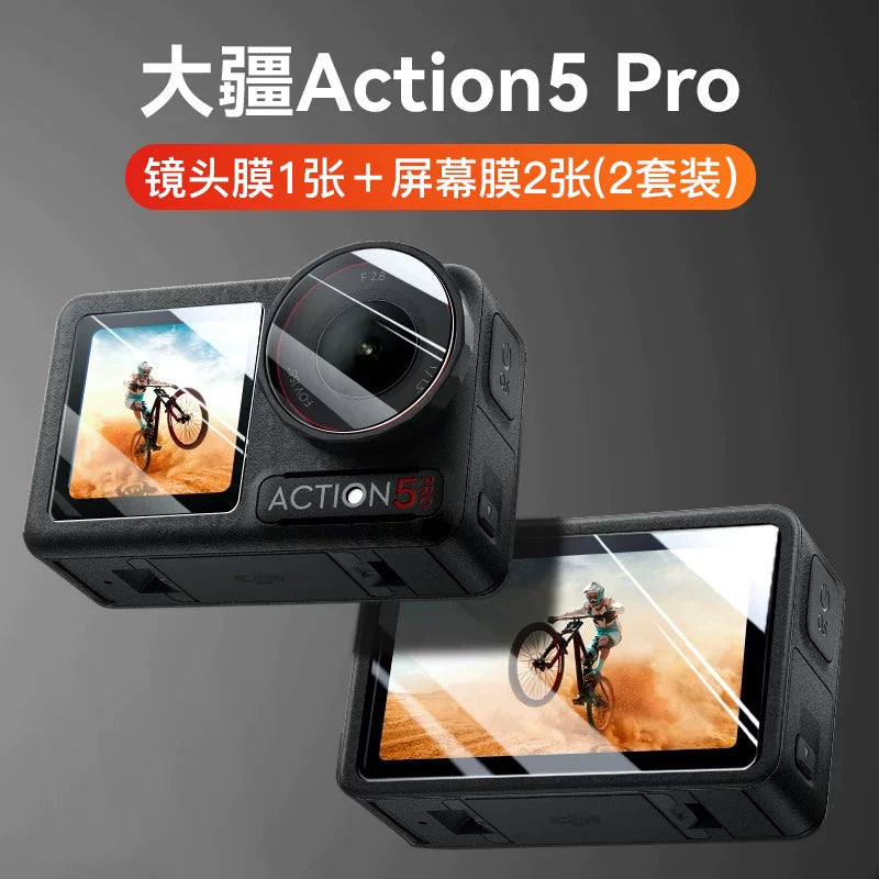 Shiqifan DJI Osmo action5pro temperli film üçün uyğundur Action HD ar film stikerləri əks əks etdirməyən ön və arxa ekranlar Dji Action4/3 kamera linzaları əks etdirmə əleyhinə aşağı əks etdirən film