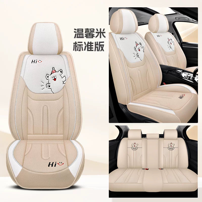 Avtomobil oturacağı yastıqları, qış kətan oturacaq üzləri, bütün mövsümlər üçün, tam örtüklü pambıq və kətan parça oturacaq yastıqları, cizgi filmi mövzulu oturacaq üzləri.