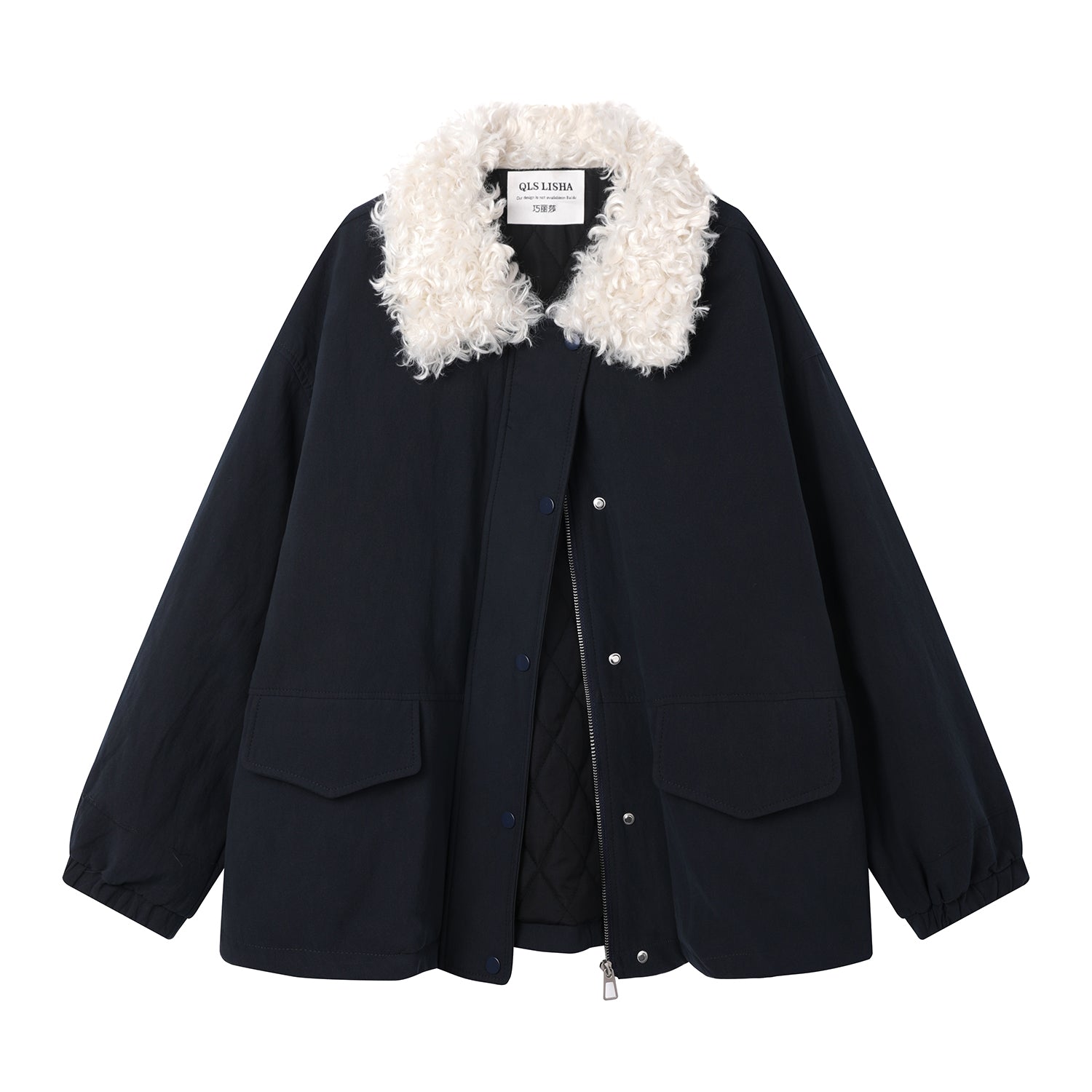 Cholisa Quzu yunundan hazırlanmış qalınlaşdırılmış pambıq yastıqlı gödəkçə Koreya üslubunda dəri gödəkçə 2025 Payız və Qış Qadınlar üçün yumşaq iş geyimləri gödəkçəsi