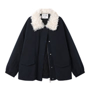 Cholisa Quzu yunundan hazırlanmış qalınlaşdırılmış pambıq yastıqlı gödəkçə Koreya üslubunda dəri gödəkçə 2025 Payız və Qış Qadınlar üçün yumşaq iş geyimləri gödəkçəsi