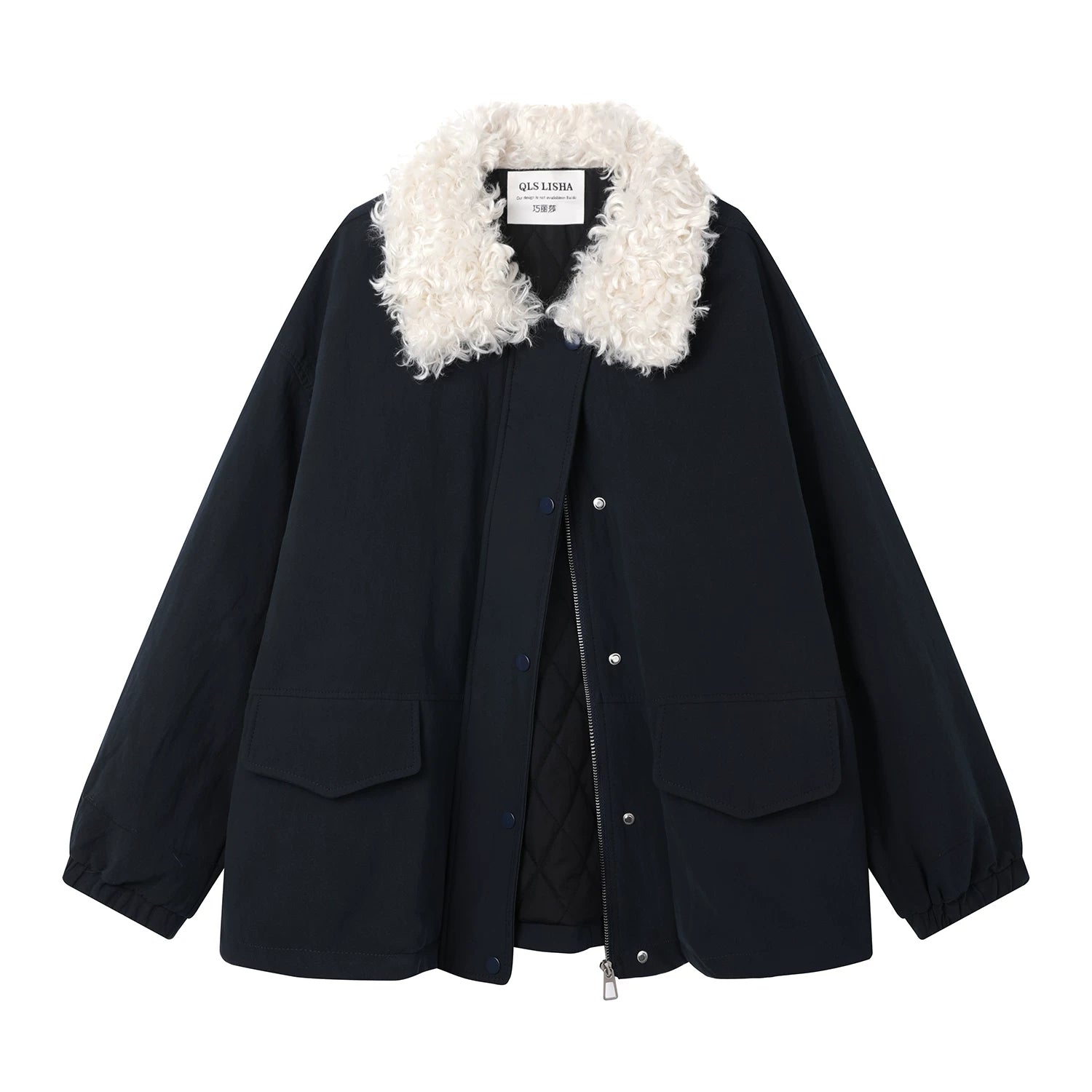 Cholisa Quzu yunundan hazırlanmış qalınlaşdırılmış pambıq yastıqlı gödəkçə Koreya üslubunda dəri gödəkçə 2025 Payız və Qış Qadınlar üçün yumşaq iş geyimləri gödəkçəsi