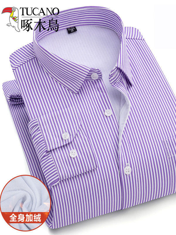 Ağacdələn Qış Kişi İsti Köynəyi, Yun astarlı, Qalın, Orta Yaşlı, Uzunqol Zolaqlı İsti Köynək, Ata Geyimi