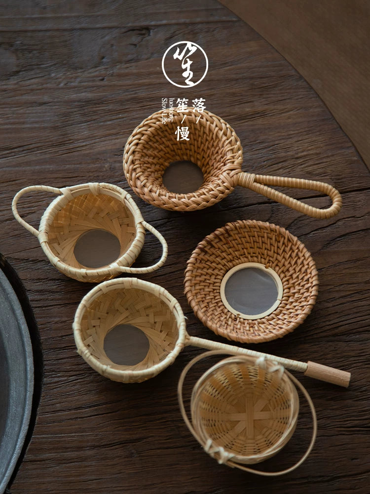 Luosheng əl istehsalı bambuk rattan çay drenaj çay filtri çay filtri çay bölməsi yaradıcı Yapon Kung Fu çay dəsti aksesuarları