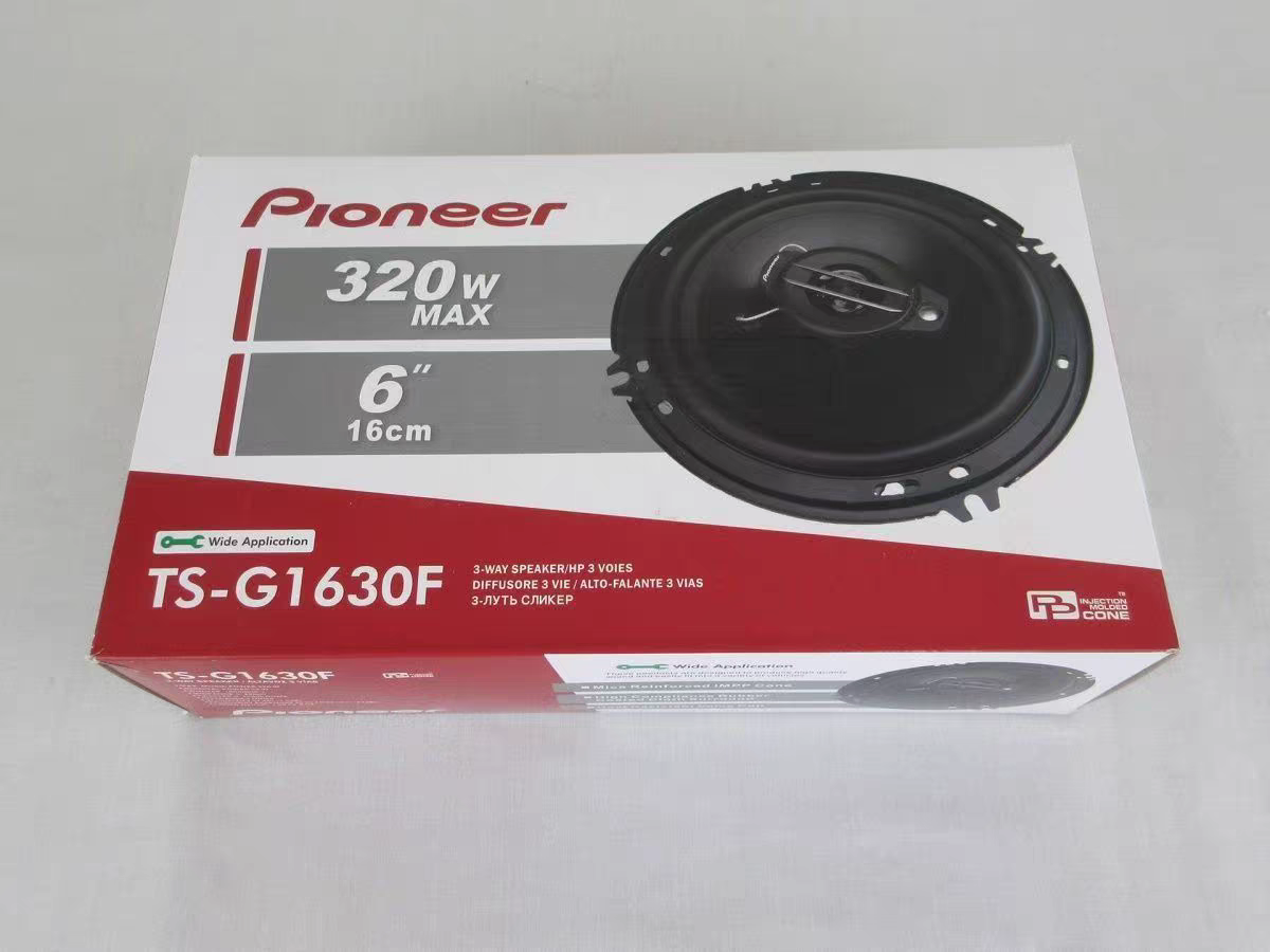 Pioneer TS-G1630F 6.5 inch coaxial car audio speaker, full range car speaker with high, mid and low frequencies.