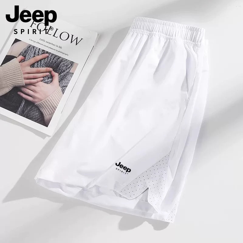 JEEP SPIRIT açıq idman yay nazik şalvar tez quruyan qadın şortu Honq-Konq üslubunda təsadüfi beş nöqtəli buz ipək şalvar kişilər