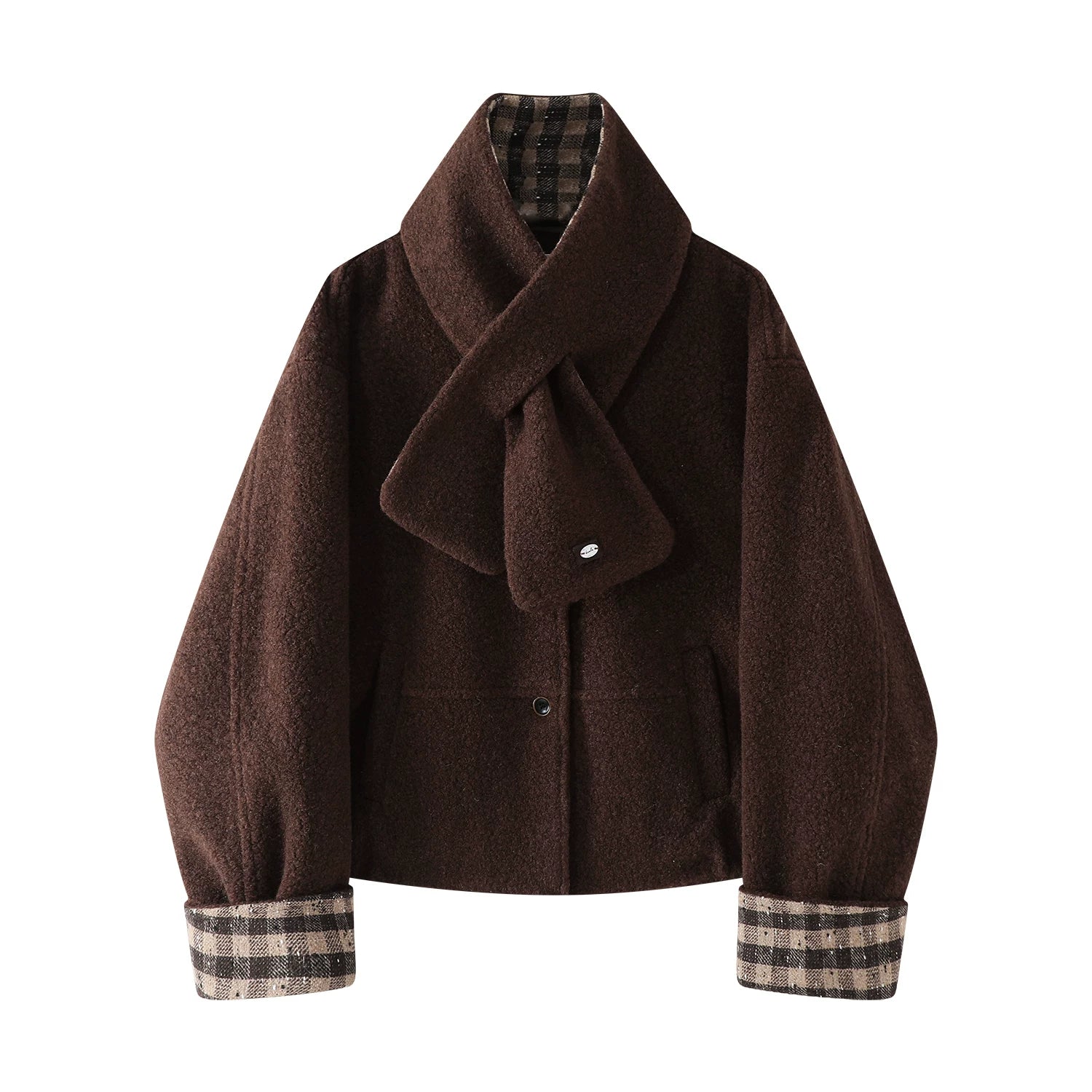 Cholisa-nın yüksək keyfiyyətli dama-dama yun paltosu inanılmaz dərəcədə gözəldir, payız və qış üçün mükəmməldir və Hepburn üslubundadır.