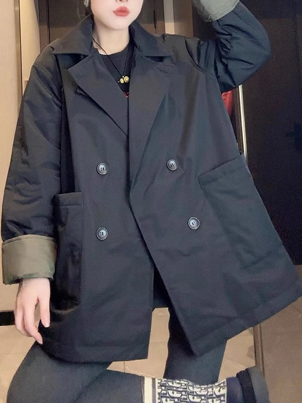 Avropa üslubunda qadınlar üçün orta uzunluqlu trençkot, 2026-cı ilin yaz yeni modeli, böyük ölçüdə, Koreya üslubunda, boş formada, zərif yaxalıqlı top.