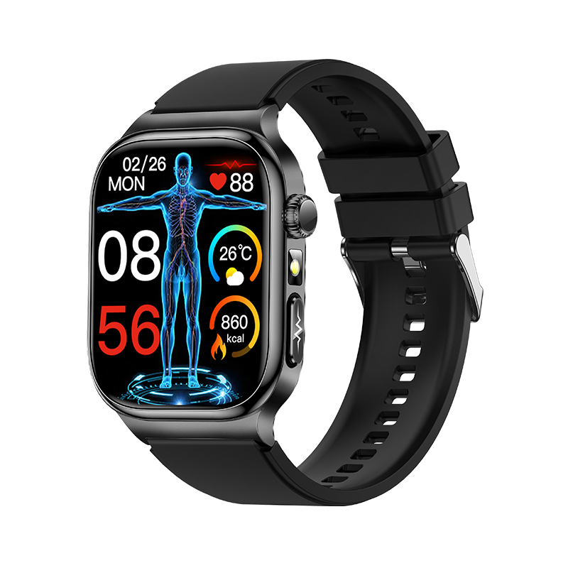 Ağıllı qan şəkəri saatı, qan təzyiqi qolbağı, Bluetooth zəngi, qan lipidləri, sidik turşusu, ürək dərəcəsi, qan oksigeninə nəzarət, EKQ, bədən istiliyi, əhval-ruhiyyə