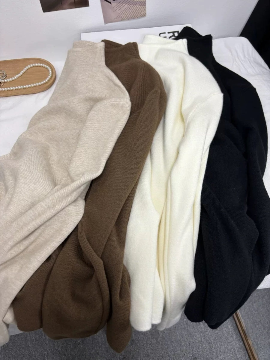 2025-ci ilin payız ayı üçün yumşaq və rahat yaxalıqlı sviter, sadə və dəbli, hündür yaxalı toxunma alt qat, qış topu