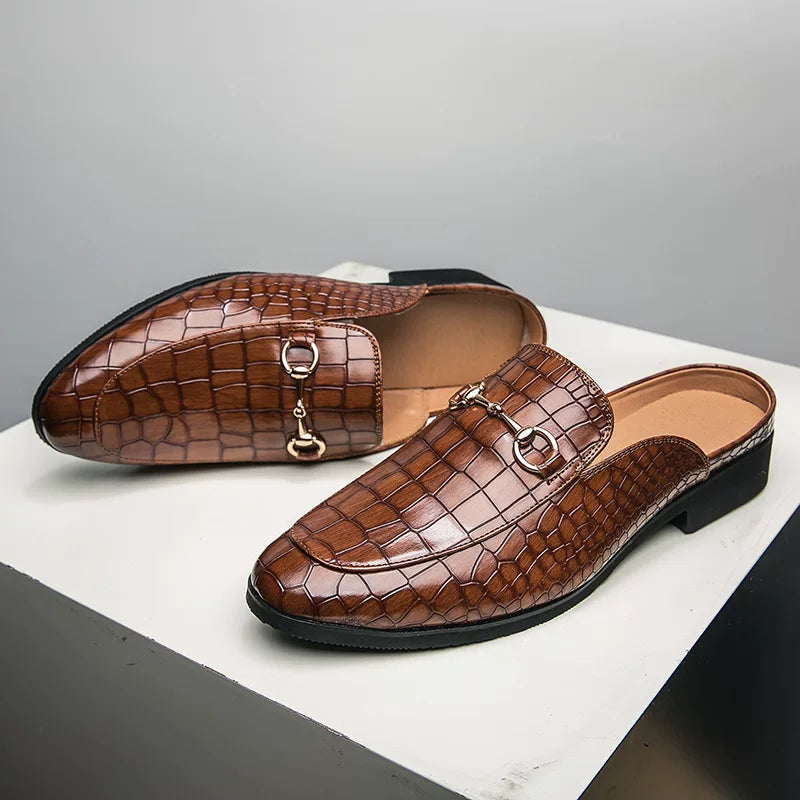 Futo-head Yarım Başmaq Kişi Ayaqqabı Timsah Pattern Qeyri-sl