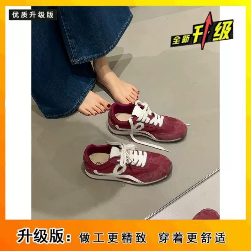 Qadınlar üçün möhtəşəm mavi platformalı Alman məşq ayaqqabıları, retro orijinal dəri, çoxfunksiyalı idman gündəlik ayaqqabıları, rəngli bağcıklı Cornetto ayaqqabıları.