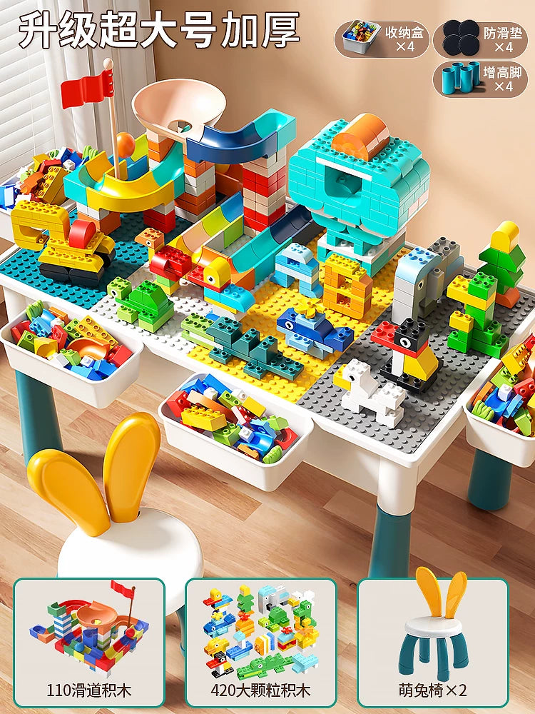 Uşaq tikinti bloklarından ibarət masa, oğlanlar, qızlar, körpələr və körpələr üçün, təhsil, 6 yaşlı uşaqlar üçün çoxfunksiyalı, böyük hissəciklərdən ibarət, yığma dəsti.