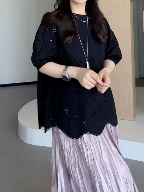 Böyük ölçülü, təmiz pambıq dizaynlı, Çin üslubunda içi boş, qısaqol köynək, yay, geniş bədən quruluşlu, arıqladıcı və gözəl görünüşlü.